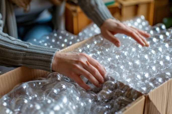 緩衝材を入れながら丁寧に梱包していきます！