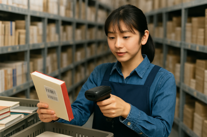 検品は本のバーコードを読み取るダケでOK！スグに覚えられます！