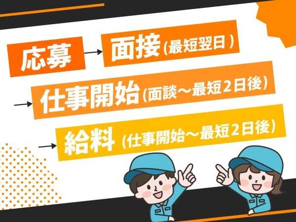 「なるべく早く働きたい！」方、大歓迎★20～50代の男性スタッフが中心に活躍中！